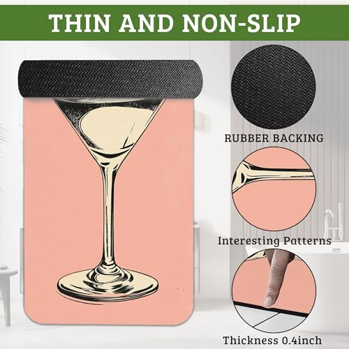 Pink Cherry Glass Bathroom Rugs Mat Non Slip Washable Quick Dry Absorbent Thin - Image 3