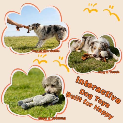 Monkey Rope Dog Toy, Plush Elephant Squeaky Dog Toy, 2 Pack - Image 5