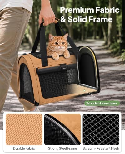 Backpackable Cat Carrier 17"x11"x11", Soft-Sided Collapsible Pet Carrier - Image 5