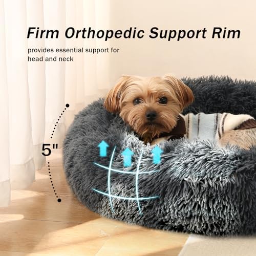 NOYAL Donut Dog Bed for Small Medium Pets, Plush Calming Faux Fur - Image 5