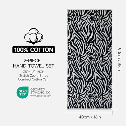 REDKISS 100% Cotton Zebra Striped Hand Towels - Image 2