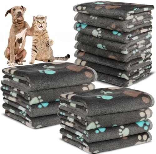 12 Pcs Small Dog Blanket Fleece Puppy Blankets Washable Pet Blankets by Retainbre