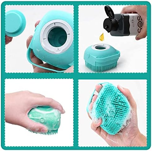 Dog Bath Brush with Shampoo Dispenser – Soft Silicone Pink Pet Scrubber - Image 2