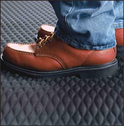 American Floor Mats Hog Heaven Premium 7/8" Black & Yellow Border 3' x 8' Nitrile Backed Anti-Fatigue Comfort Mat