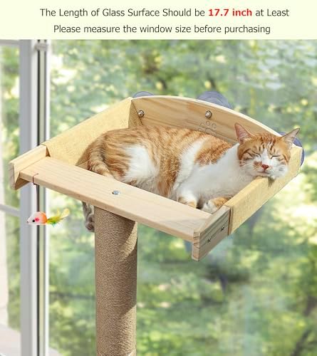 Cat Window Perch with Scratching Post, 46-Inch Tall Climbing Tree & Hammock - Image 2
