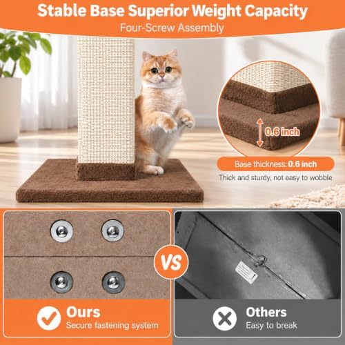SOCATER Cat Scratching Post 33 Inch Nature Sisal Cat Scratch Post - Image 5