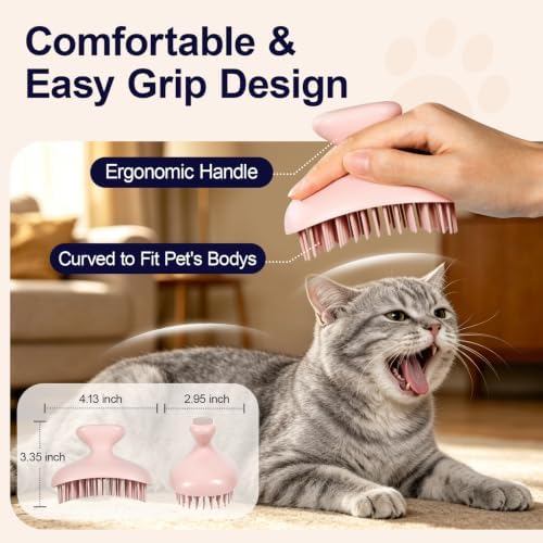 Dog Bath Brush for Grooming & Shedding, Self-Cleaning Pet Scrubber - Image 3