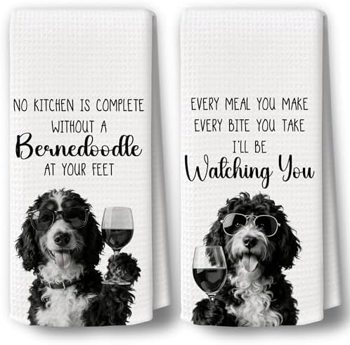 Dog Kitchen Towels Decor Set of 2 by BCUANGD