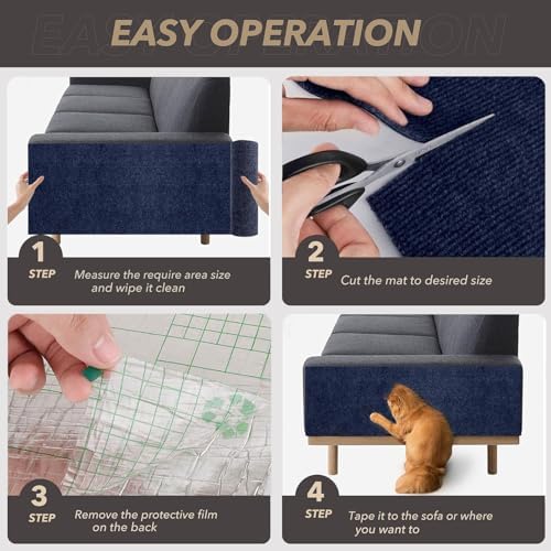 78.7"x15.8" DIY Cat Scratch Furniture Protector, Self-Adhesive, Dark Blue - Image 6