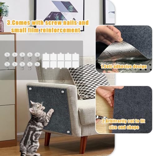 Cat Scratch Mat, 78.8"x15.9" Trimmable Self-Adhesive Cat Scratch Furniture - Image 4