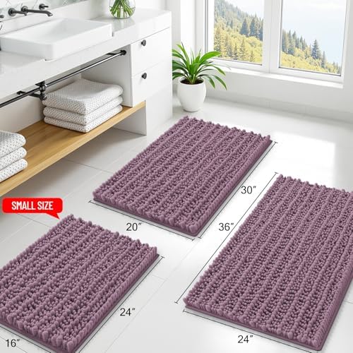 Smiry Bathroom Rugs 44X24, Extra Soft Rubber Backing Chenille Bath Mats - Image 2