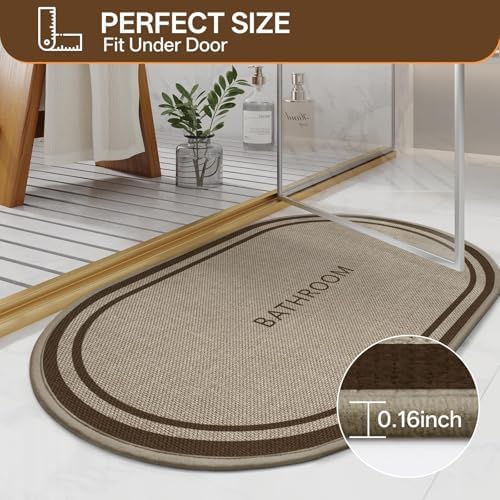 Bath Mat Non Slip, Quick Dry Bathroom Rug Door, Border Brown - Image 3