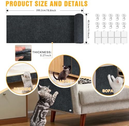 Cat Scratch Mat, 78.8"x15.9" Trimmable Self-Adhesive Cat Scratch Furniture - Image 2