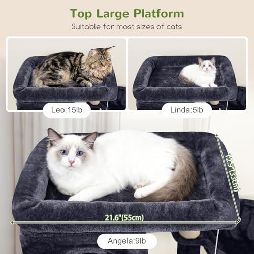 Globlazer Large Cat Tree, 80in Tall Climbing Tower, Dark Grey - Image 3
