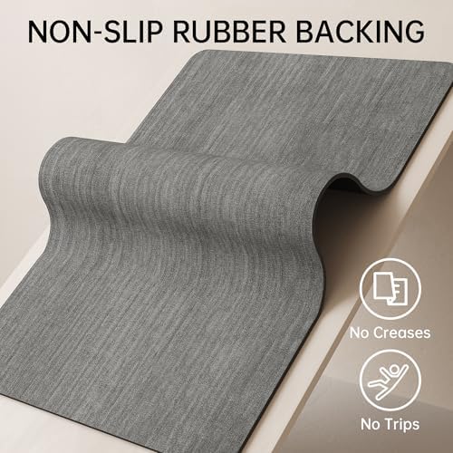 Mecko Bath Mat 16"x24", Ultra Thin Bathroom Rug fit Under Door Grey - Image 4