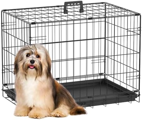 FDW | 24" Foldable Metal Dog Crate | Dark Black | Cage by FDW
