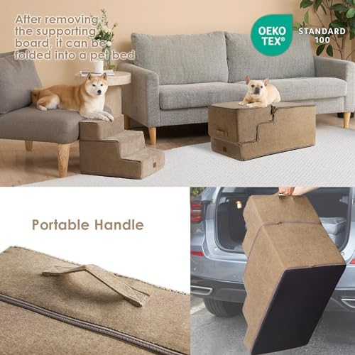 EHEYCIGA Dog Stairs for High Bed 22.5" H, 5-Step Dog Steps - Image 5