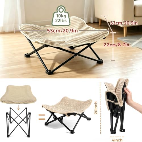 Foldable Cat Hammock Bed, Elevated Sisal Scratching Lounge - Image 3