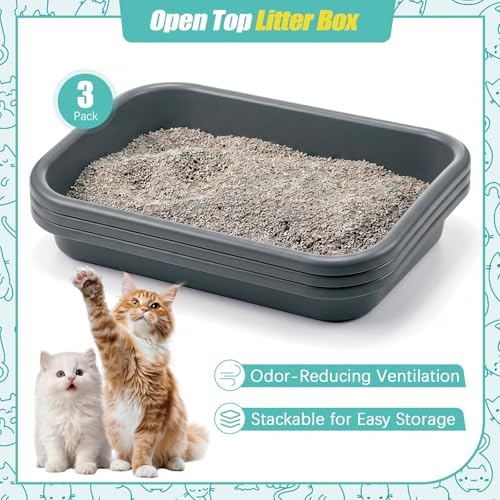Uiifan 3Pcs Large Low Entry Cat Litter Box - Image 3