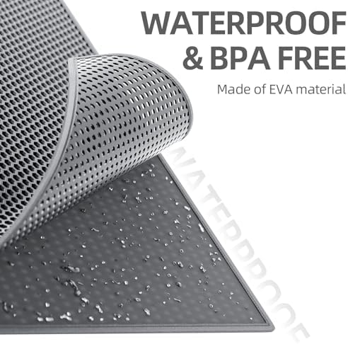 ESTHELLO Cat Litter Mat Honeycomb Double Layer Design 36’’ x 30’’ Gray - Image 4