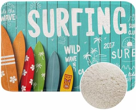 Surfing Vintage Style Bath Rugs by Unknown
