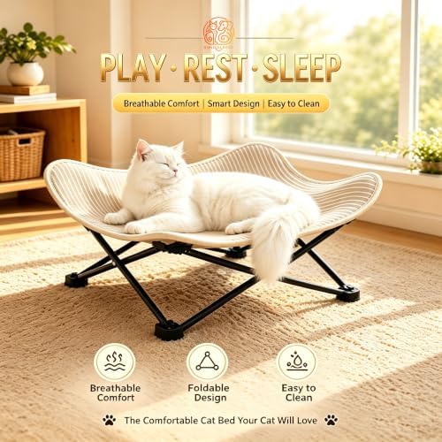 Foldable Cat Hammock Bed, Elevated Sisal Scratching Lounge - Image 5