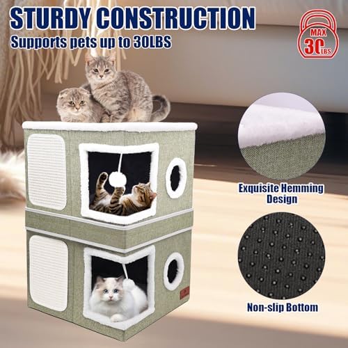 2-Story Cat House for Indoor Cats, Dual-Purpose Cave Bed - Image 4