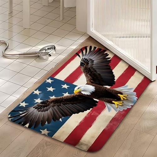 American Flag Bathroom Rugs, Non Slip Quick Dry Bald Eagle Bath Mats - Image 5