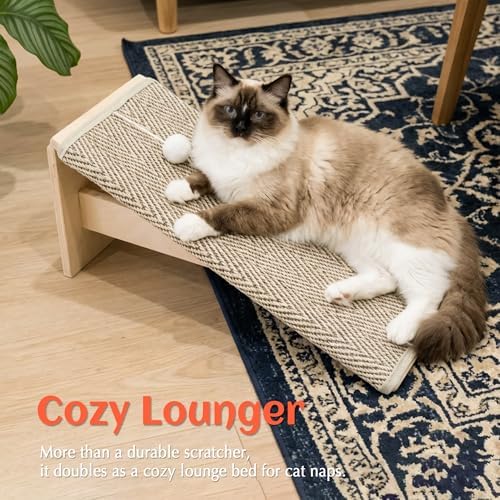 PETKARAY Inclined Cat Scratcher Ramp, 24.8'' Sisal Cat Scratcher - Image 6