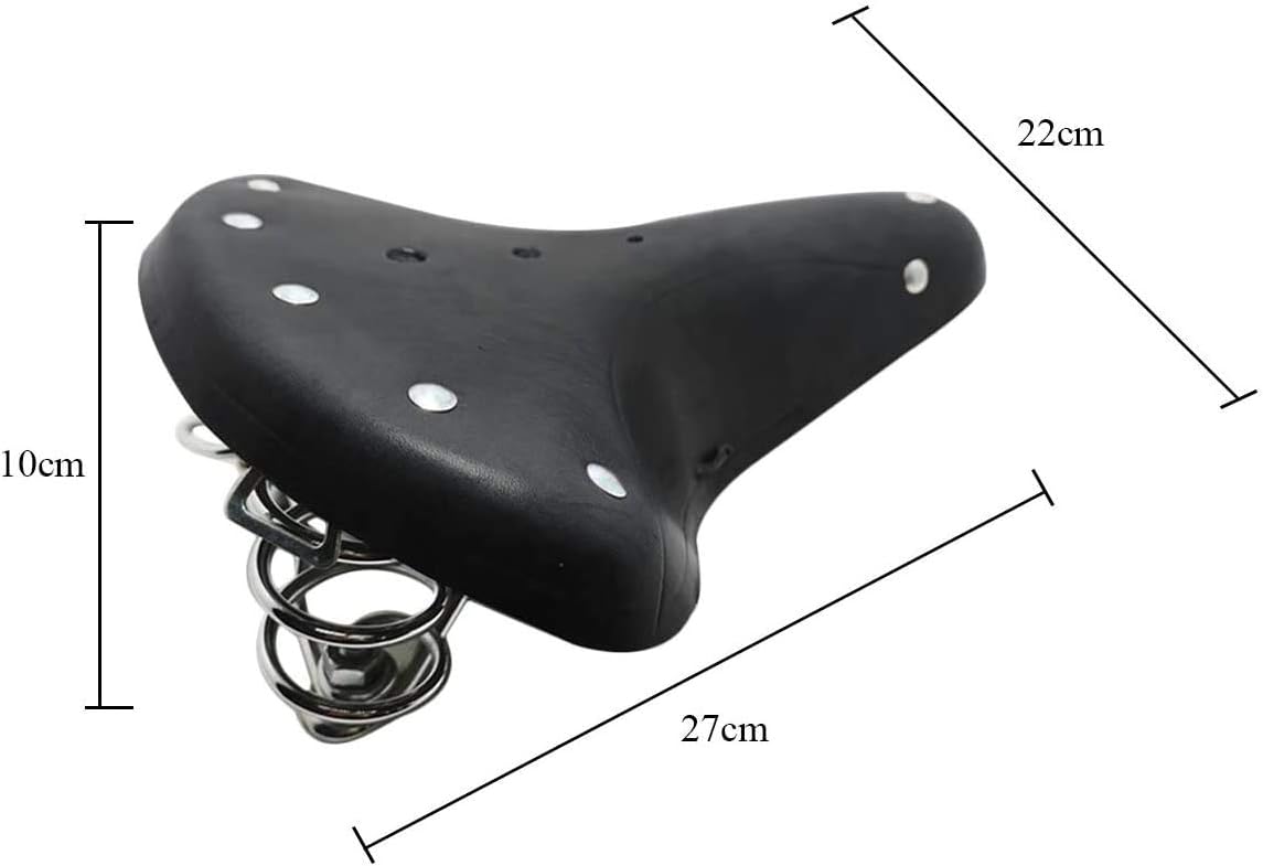 UNISTRENGH English Vintage Bicycle Saddle Touring City Saddle Comfortable Comfort Leather Bicycle Seat with Spring Rivets for Women Men