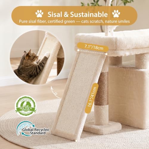 Heybly Cat Tree Extra-Long & Stable 2 Adjustable Scratch Boards HCT210SMJ - Image 4