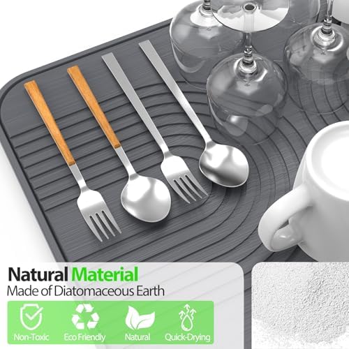 2 PCS Stone Dish Drying Mat ＆ Silicone Mat - Image 6
