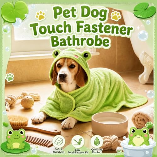 Cuffbow Frog Hooded Dog Bath Towel Robe - Image 3