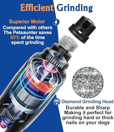 Petsaunter Dog Nail Grinder, 2-Speed and LED Light, Touch-Switch, Quiet and - Image 3
