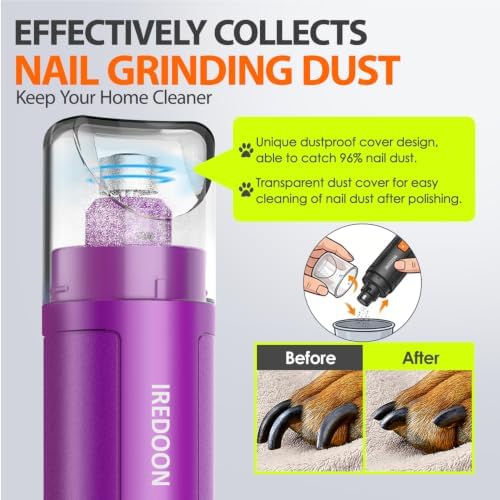 IREDOON Dog Nail Grinder with 4 LED Lights, 3 Speeds Super Quiet - Image 5