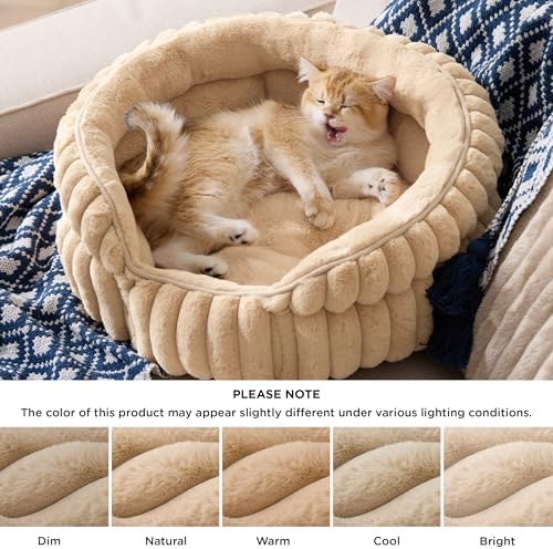Bedsure ComfyFleece® Washable Cute Large Cat Bed, Soft Round Puppy Bed - Image 2