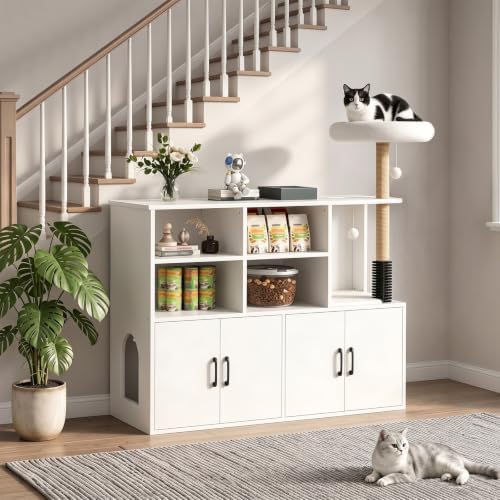 HOOBRO Double Cat Litter Box Enclosure, Hidden Cat Cabinet - Image 3