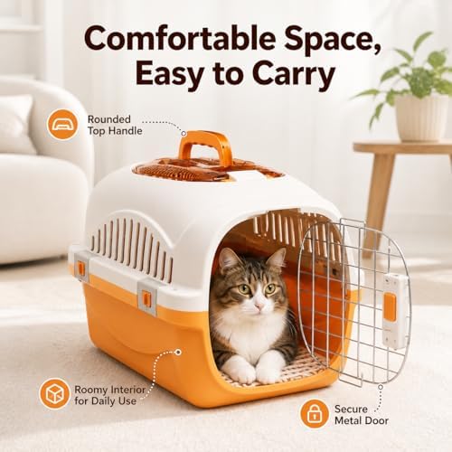 Hard Cat Carrier for Large Cats up to 20 lbs, Top Loading Plastic Pet Travel - Image 5