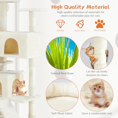 FluffyDream Cat Tree Tower for Indoor Cats, 54 Inches Multi-Level Activity Cat - Image 5