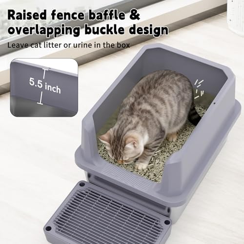 RIZZARI Cat Litter Box Non-Porous: Open High Sides - Image 6