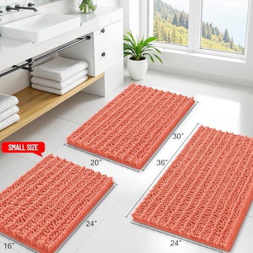 Smiry Bathroom Rugs 47X24, Extra Soft Rubber Backing Chenille Bath Mats - Image 2