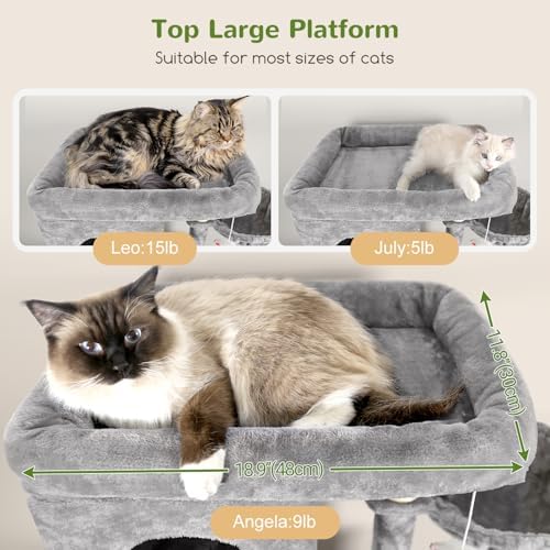Globlazer F66 Corner Cat Tree, 66in Multi-Level Climbing Tower, Light Grey - Image 2