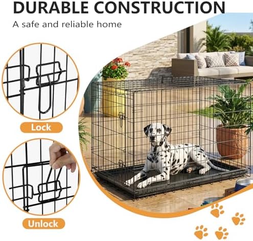 FDW | 48" Foldable Metal Dog Crate | Dark Black | Cage - Image 3