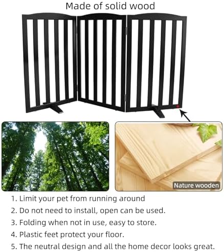 Freestanding Dog Gate Indoor, Doggie Gate Foldable Pet Gates - Image 6