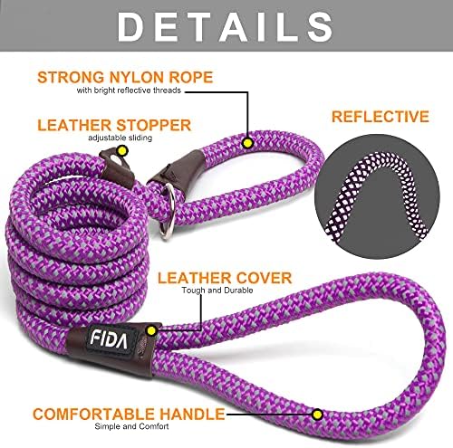 Fida Durable Slip Lead Dog Leash, 6 FT x 3/8" Dog Training Leash - Image 2