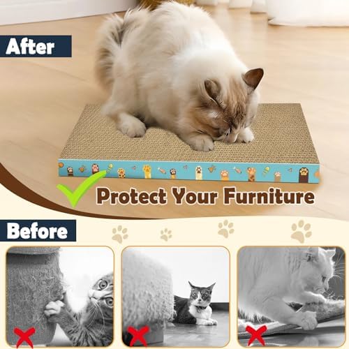 Cardboard Cat Scratcher 3 Pack Refill Reversible Cat Scratching Pad Durable Cat - Image 4