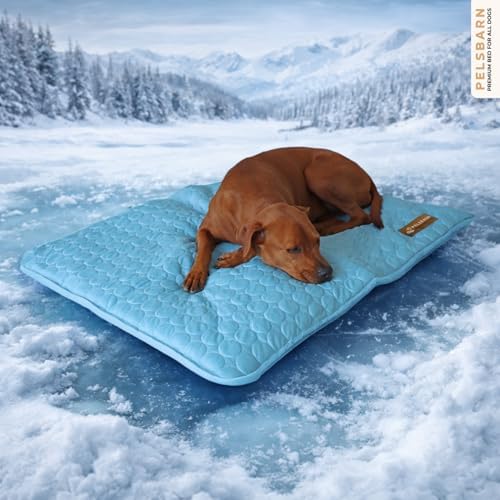 Pelsbarn Dog Cooling Mat, Ice Silk Self-Cooling Pad, Light Blue - Image 2