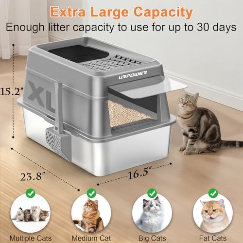 URPOWER Extra Large Stainless Steel Litter Box - Image 3