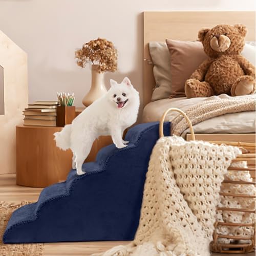 5 Steps Dog Stairs for Bed, High Density Pet Steps for Small Dogs, Extra Wide - Image 6
