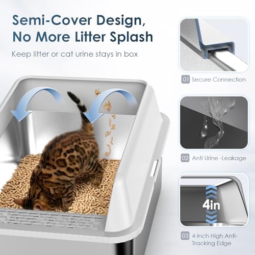 Suzzipaws Enclosed Stainless Steel Sifting Litter Box - Image 4